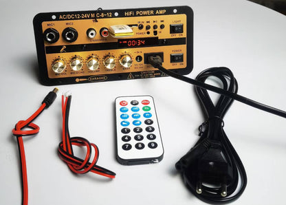 💥🎵【Гореща разпродажба】12V/24V Bluetooth DSP усилвател с екран, TF/USB слот, за автомобилни системи