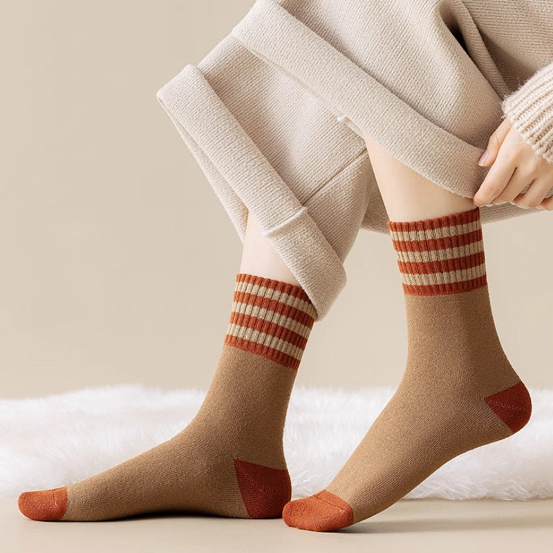 🧦【10 артикула】🎁Плътни памучни зимни чорапи, топли и изолиращи