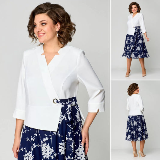 💃【S-5XL】2025 нова свежа синя и бяла рокля---💃Рокля от най-високо качество от шифон, предназначена за красиви жени