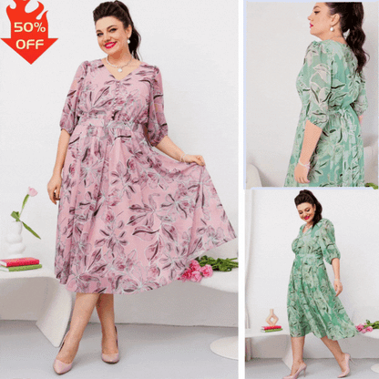 【🏆Нови продукти, най-продаваните】🌸💥【S-5XL】Нова елегантна рокля с щампа