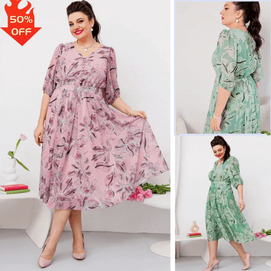 【🏆Нови продукти, най-продаваните】🌸💥【S-5XL】Нова елегантна рокля с щампа