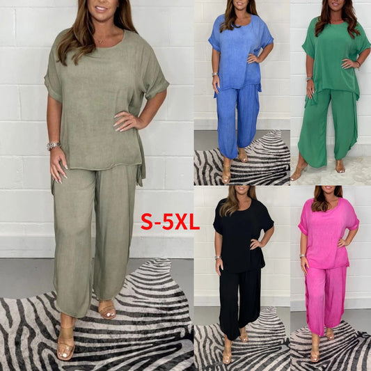 💞【Купете 1, вземете 1 безплатно】【S-5XL】Моден дамски ежедневен костюм с големи размери