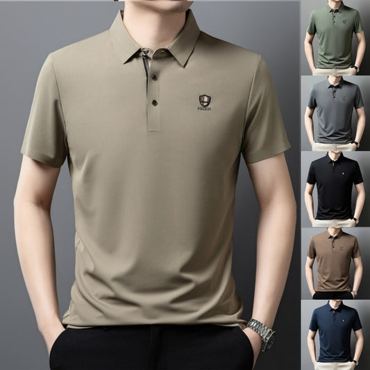 ✨✨【Купете 1, вземете 1 безплатно】【M-4XL】2025 Ежедневна поло риза с половин ръкав от ледена коприна