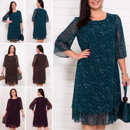 【🏆 Оферта за ограничено време】👗【S-3XL】🌈2025 нова дълга рокля с щампи с голям размер
