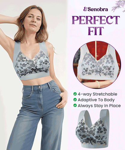🎀【3бр.】M-4XL Сутиен с дантела, големи размери, без стоманени халки, луксозен красив гръб, секси дишащ безшевен сутиен 【40~100 кг】