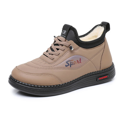 👟【35-41】Нови зимни кадифени и дебели неплъзгащи се обувки за майки, модерни и универсални топли памучни обувки, снежни ботуши с мека подметка