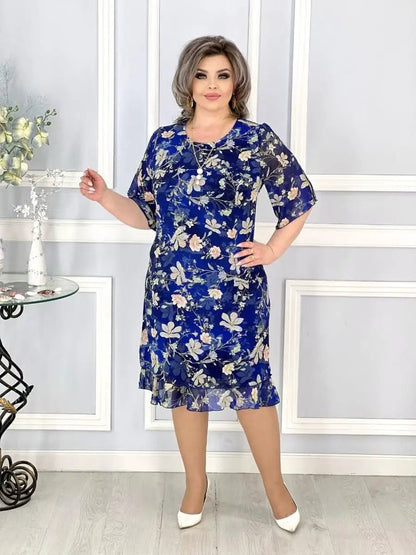💟【Гореща разпродажба】👗【S-5XL】Летни рокли с флорален принт и обло деколте