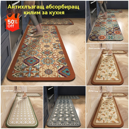 💥50% отстъпка💥【40*60см+40*120см】Нова водоабсорбираща противоплъзгаща постелка от диатомова кал🦶