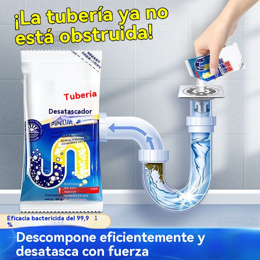 【Compra 3 y llévate 3 gratis】Polvo efervescente limpiador de tuberías｜Disuelve grasa y obstrucciones al instante, elimina olores y sarro, no daña las tuberías, reembolso garantizado