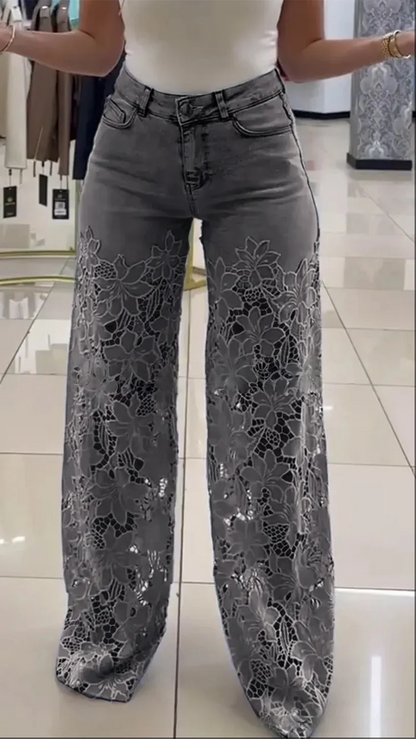 💥 РАЗПРОДАЖБА 💥👖Модерни дънки с дантелени кръпки