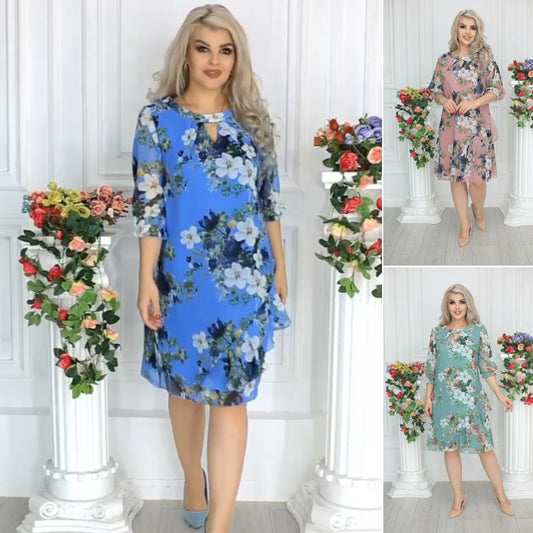 【S-5XL】💥Нова шифонена рокля с щампа