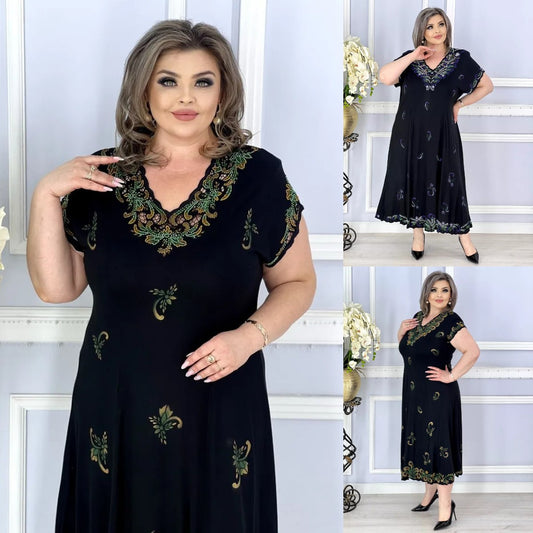 💥【S-5XL】💃 Елегантна рокля с щампа и бродерия 2025