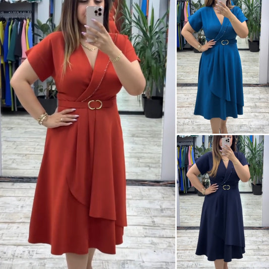 💟【S-5XL】👗 Нова модна рокля, класически дизайн, елегантна и семпла
