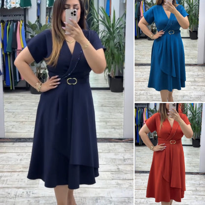 💟【S-5XL】👗 Нова модна рокля, класически дизайн, елегантна и семпла