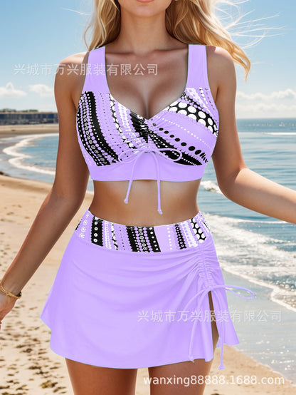 🩱👙【S-2XL】Удобен бански от две части с щампа и панделки