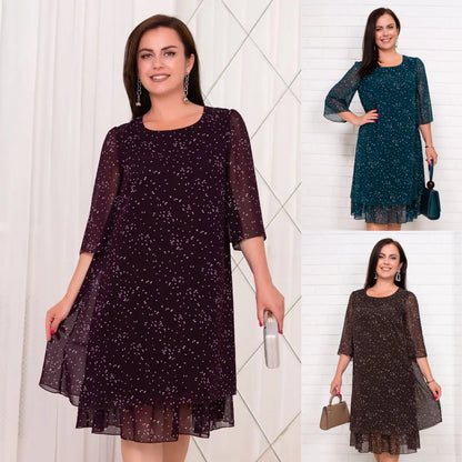 【🏆 Оферта за ограничено време】👗【S-3XL】🌈2025 нова дълга рокля с щампи с голям размер