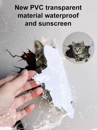 【Купете 1, вземете 1 безплатно】🐱Триизмерен стикер за кола с котка, може да се използва за стенни стикери в банята, спалнята и хола.