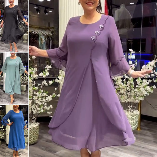 🥰💃【S-5XL】 Нова висококачествена шифонена рокля от 2025 г.---💃Рокля от най-високо качество от шифон, предназначена за красиви жени