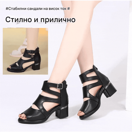 🏆【Пролетна разпродажба 50%】【35-41】Нови летни сандали за 2025 г. Дебел ток Ажурна рибка в устата