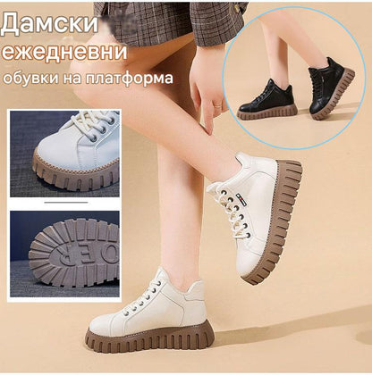 【35-40】нови дамски ботуши за есен/зима с дебела подметка, изработени от телешка кожа