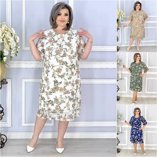 💟【Гореща разпродажба】👗【S-5XL】Летни рокли с флорален принт и обло деколте
