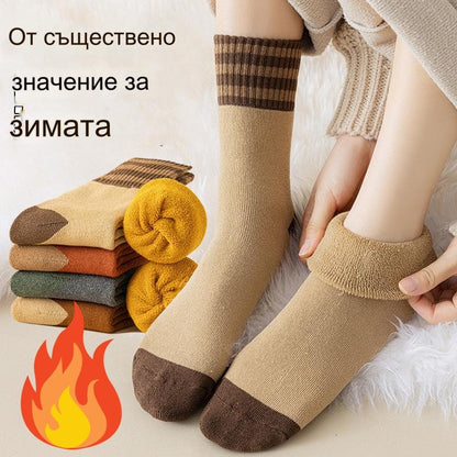 🧦【10 артикула】🎁Плътни памучни зимни чорапи, топли и изолиращи
