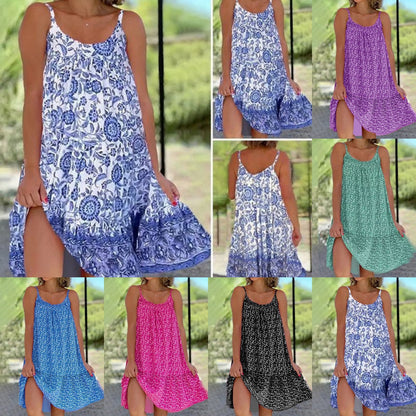 👗【30% OFF】【S-5XL】Небрежна и удобна рокля с презрамки на цветя