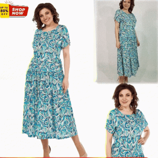 【🔥Най-добра разпродажба】👗🌺【S-5L】Лятна рокля от шифон с щампа